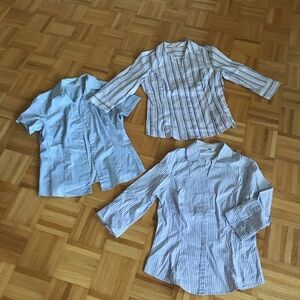 Riders Striped Button Up Shirt Set - 2 long sleeves + 1 short sleeve - Small